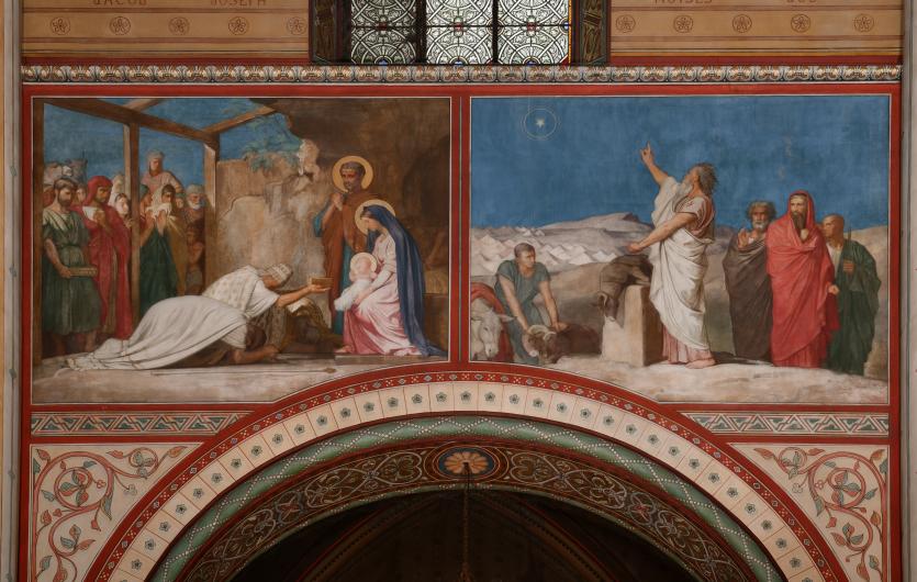 Hippolyte Flandrin,  Adoration des mages et Prophétie de Balaam, 1857, après restauration © Ville de Paris, COARC / Claire Pignol